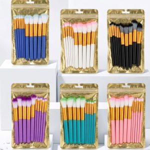Pouch 10 Pcs Makeup Brush Set Color